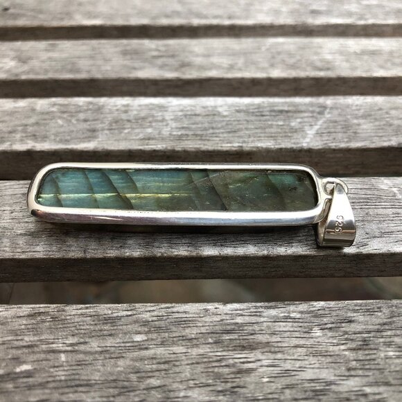 Pale Green Labradorite & Sterling Silver Pendant NWOT - Picture 5 of 6